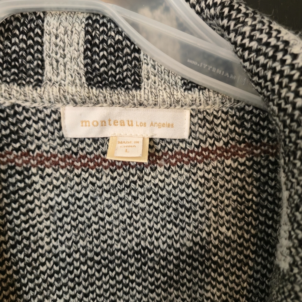Monteau Los Angeles Plaid Open Front Carigan L - Picture 2 of 3